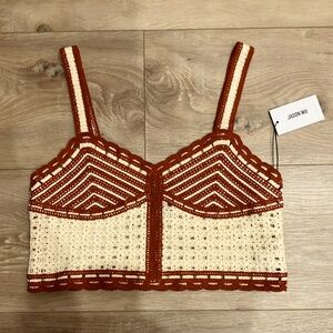 *NEW* Jason Wu Burnt Orange and Beige Off White Knitted Crop Top